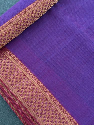 Handwoven Mangalgiri Cotton Saree | Purple | Gold Zari | Ships from California